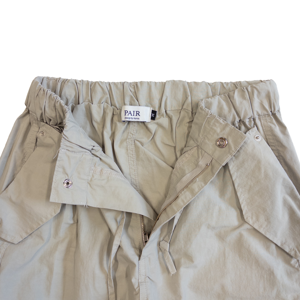 Pair Banding Waist Parachute Pants | M | Light Grey