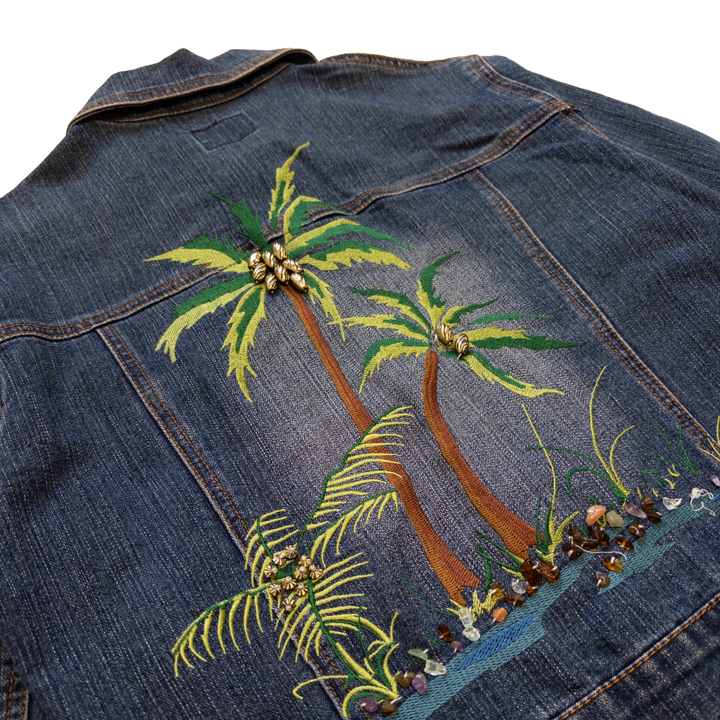 Embroidered Denim Jacket | Mid Wash