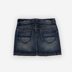 Distressed Hem Denim Mini Skirt | Dark Wash