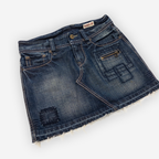 Distressed Hem Denim Mini Skirt | Dark Wash