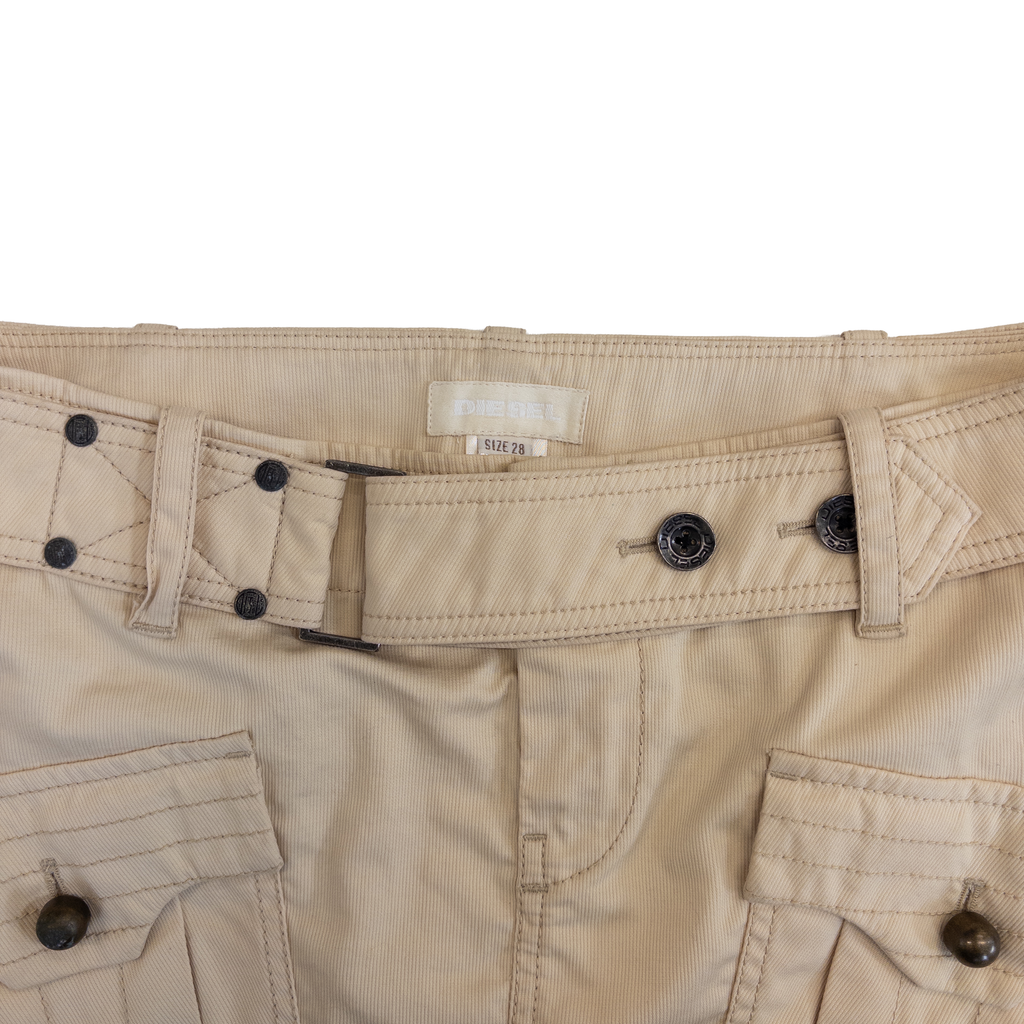 Diesel Low Rise Belted Skirt | 28 | Beige