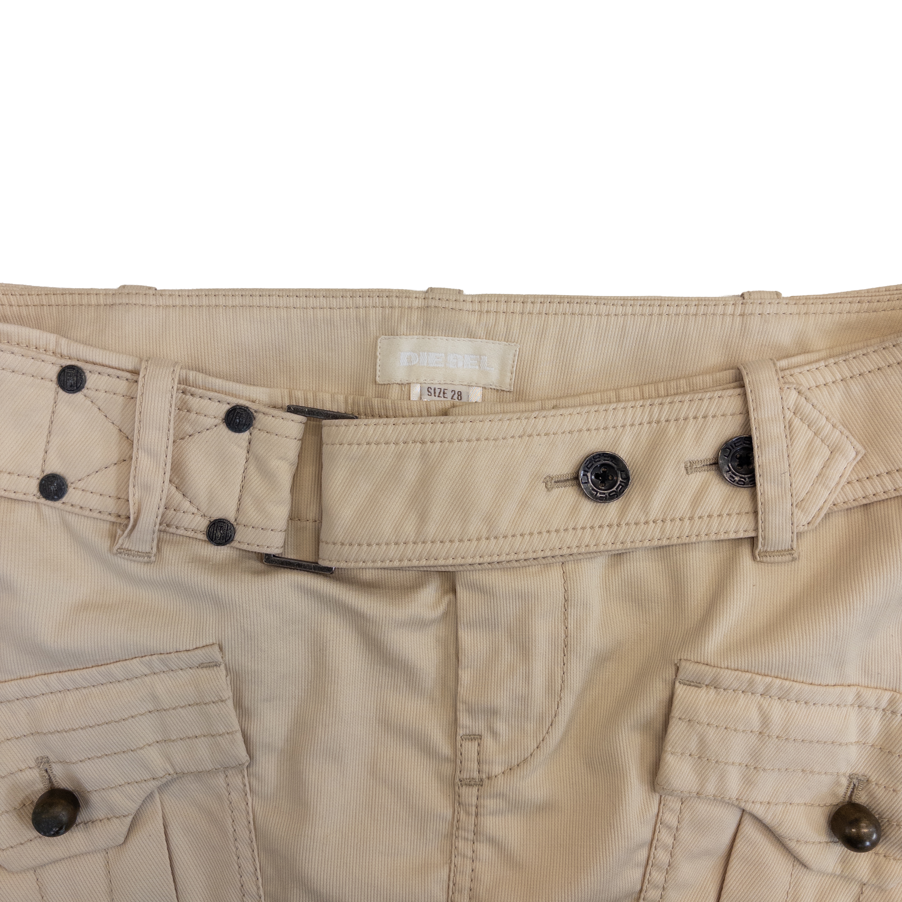 Diesel Low Rise Belted Skirt | 28 | Beige