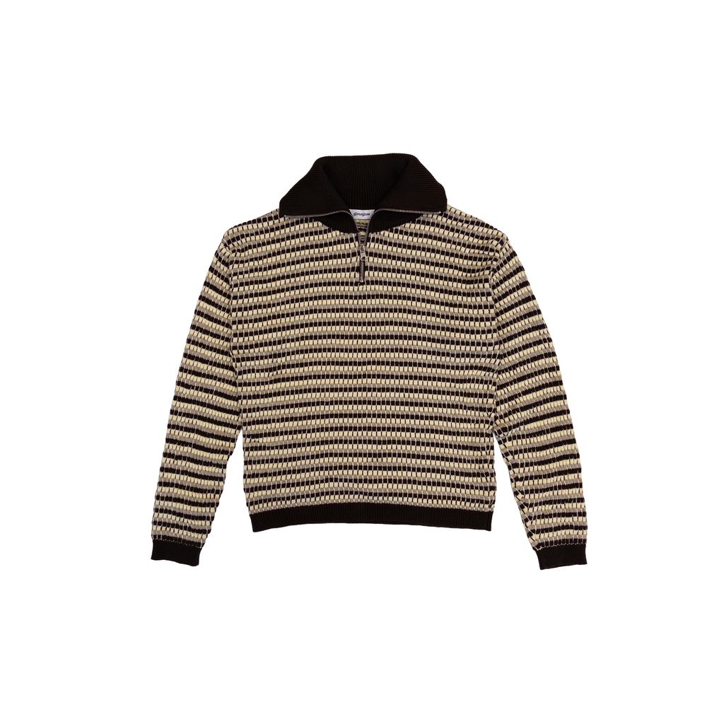 Gimaguas High Neck Zip Knit | M | Yellow & Brown
