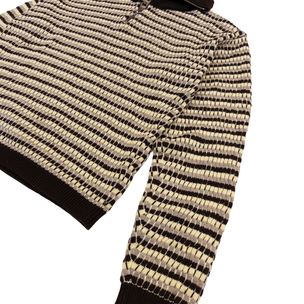 Gimaguas High Neck Zip Knit | M | Yellow & Brown