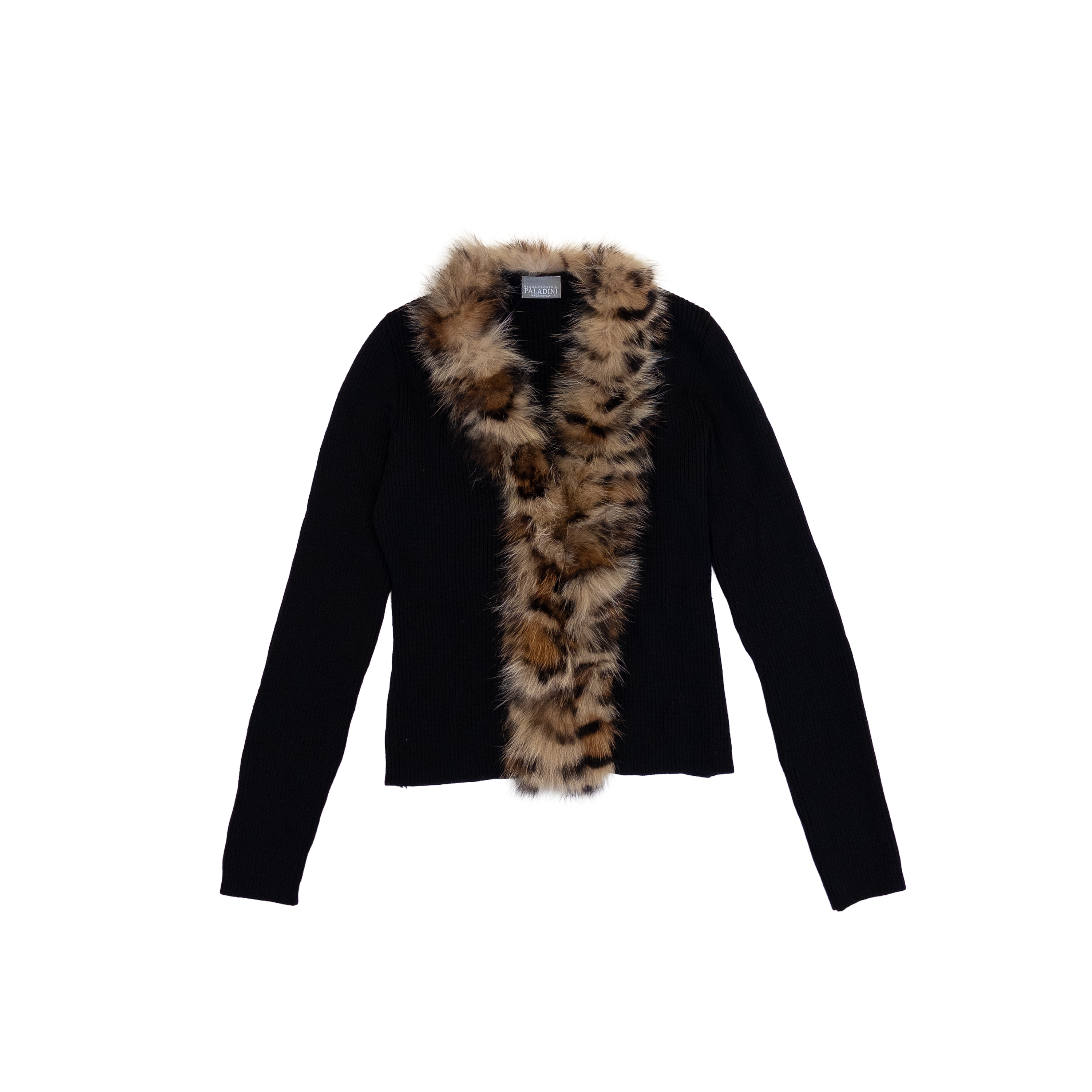 Paladini Fur Trimmed Merino Knitted Top | Black