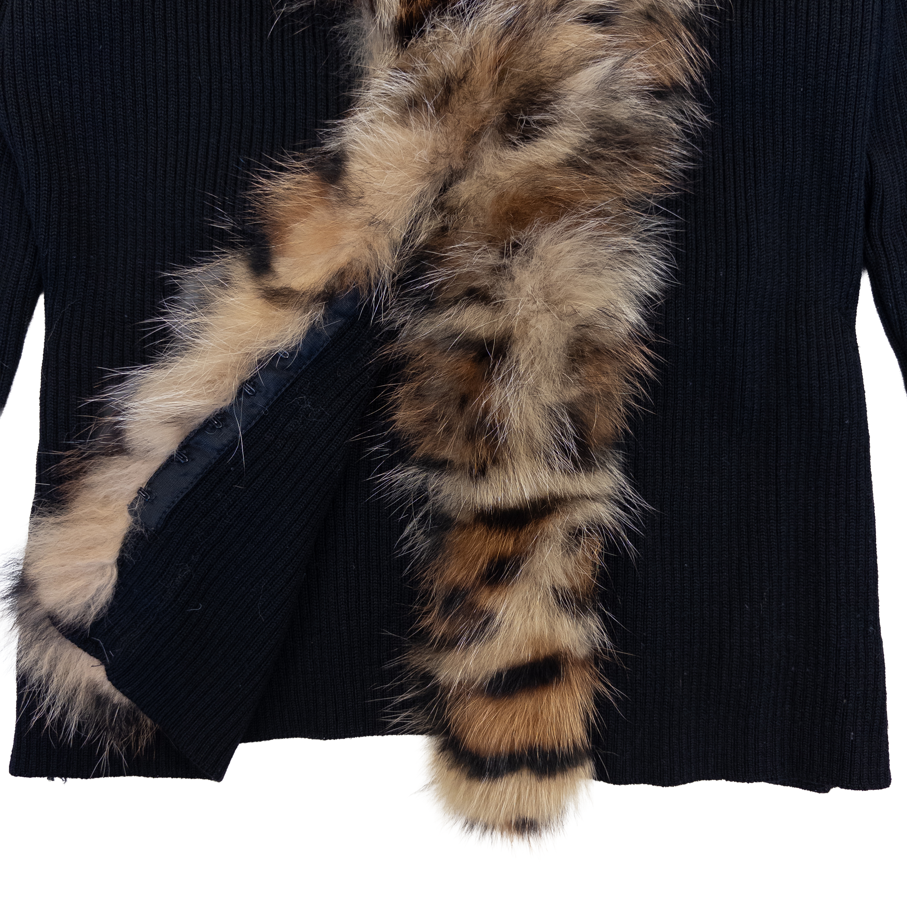Paladini Fur Trimmed Merino Knitted Top | Black