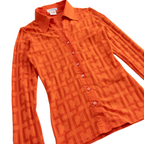 Square Pattern Long Sleeve Shirt | Orange