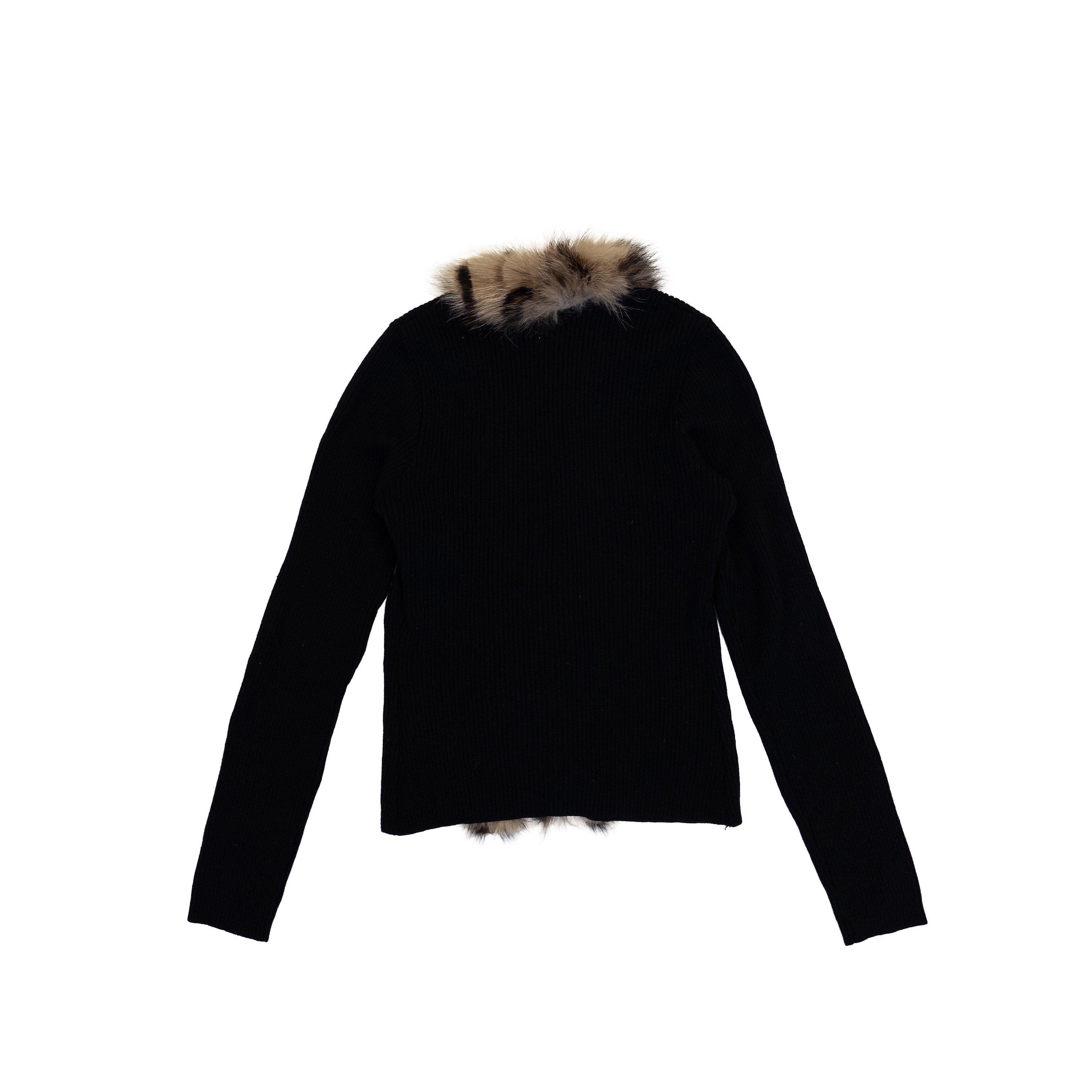 Paladini Fur Trimmed Merino Knitted Top | Black
