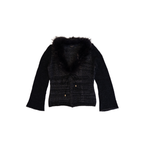 Roberto Cavalli Genuine Fur Sheering Glitter Cardigan | M | Black