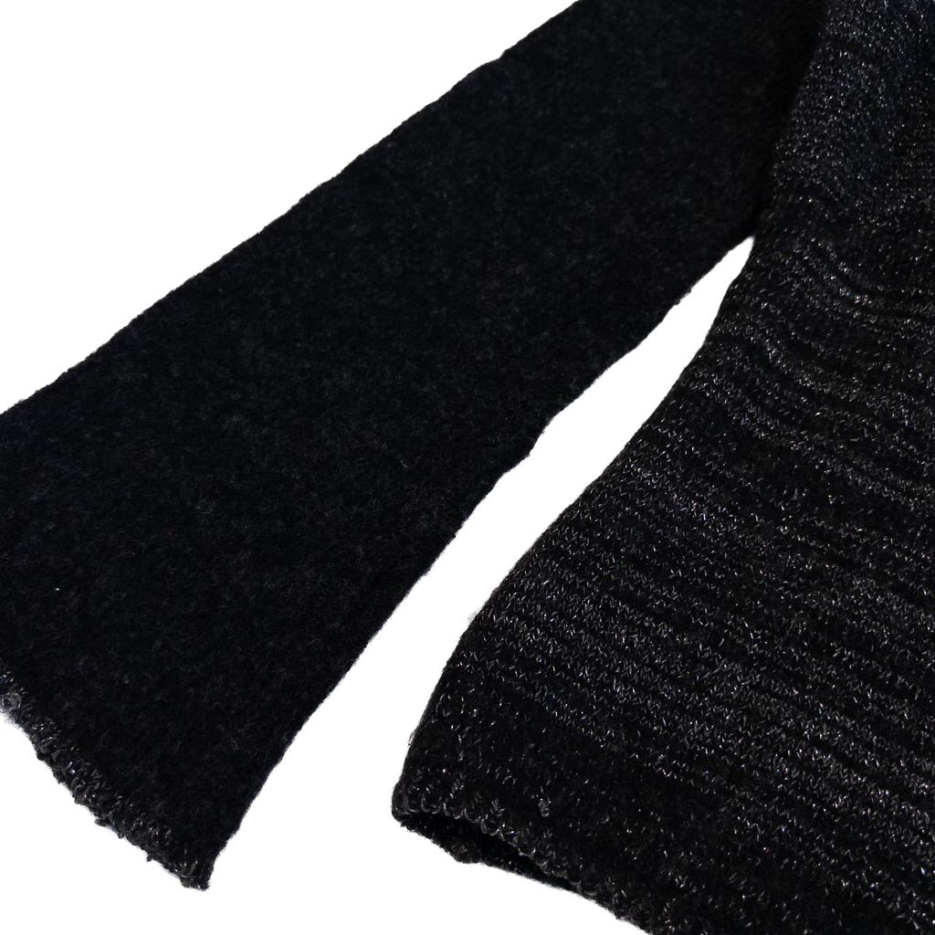 Roberto Cavalli Genuine Fur Sheering Glitter Cardigan | M | Black