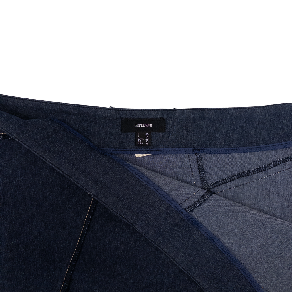 GB Pedrini Side Zip Mini Skirt | L | Dark Navy