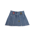 Joyce Distressed Hem Mini Denim Skirt | M | Light Washed