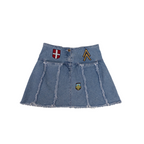 Joyce Distressed Hem Mini Denim Skirt | M | Light Washed