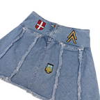 Joyce Distressed Hem Mini Denim Skirt | M | Light Washed