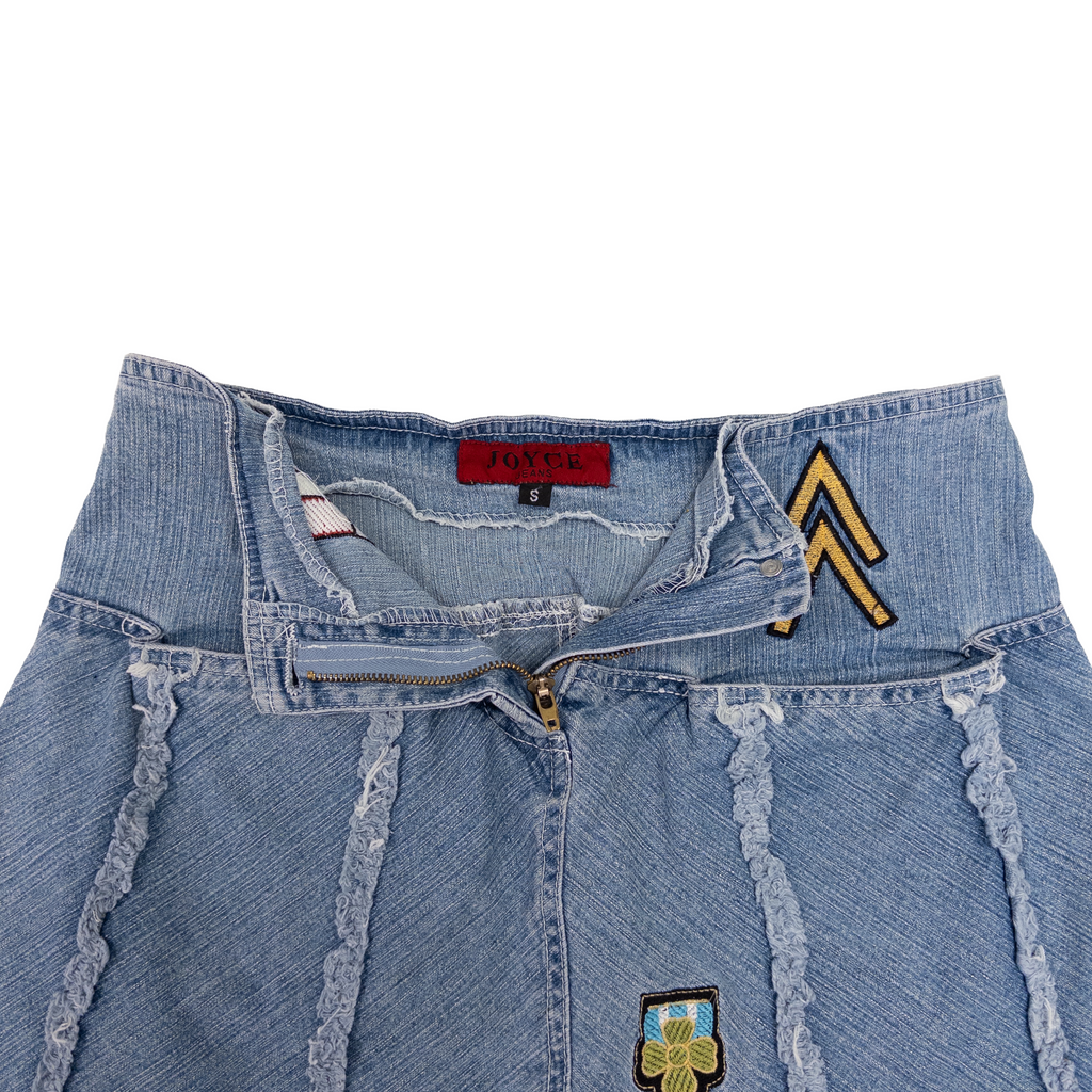 Joyce Distressed Hem Mini Denim Skirt | M | Light Washed
