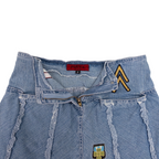 Joyce Distressed Hem Mini Denim Skirt | M | Light Washed