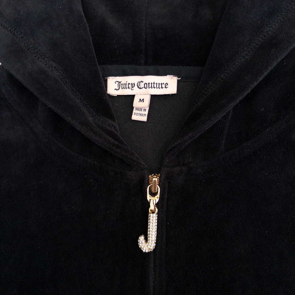 Juicy Couture Velour Hoodie Jewel Zip | Black