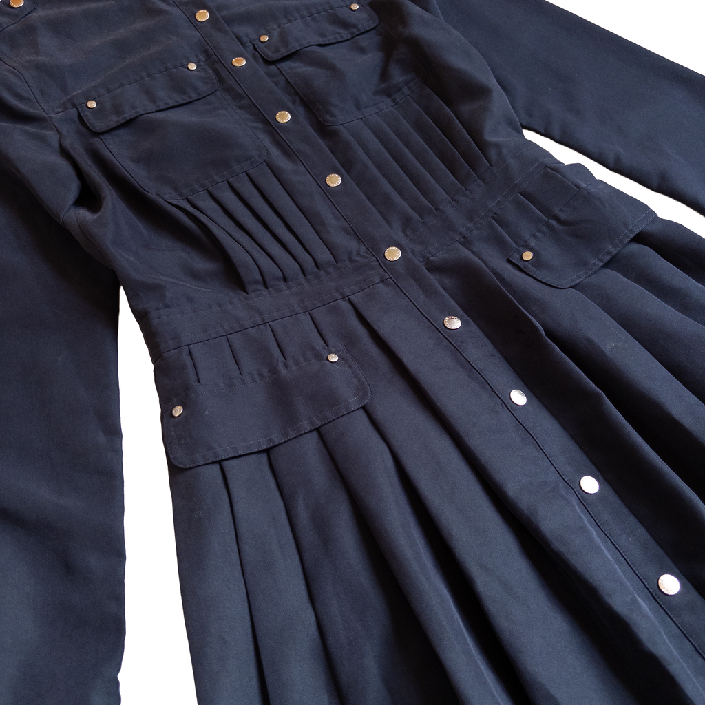 Armani Exchange Button Up Long Sleeve Modal Dress | S | Navy