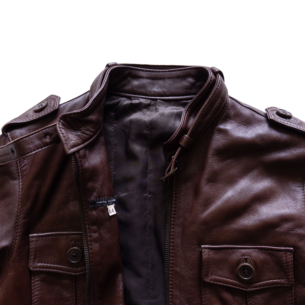 Zip Up Genuine Leather Jacket | S-M | Burgundy