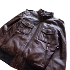 Zip Up Genuine Leather Jacket | S-M | Burgundy