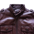 Zip Up Genuine Leather Jacket | S-M | Burgundy