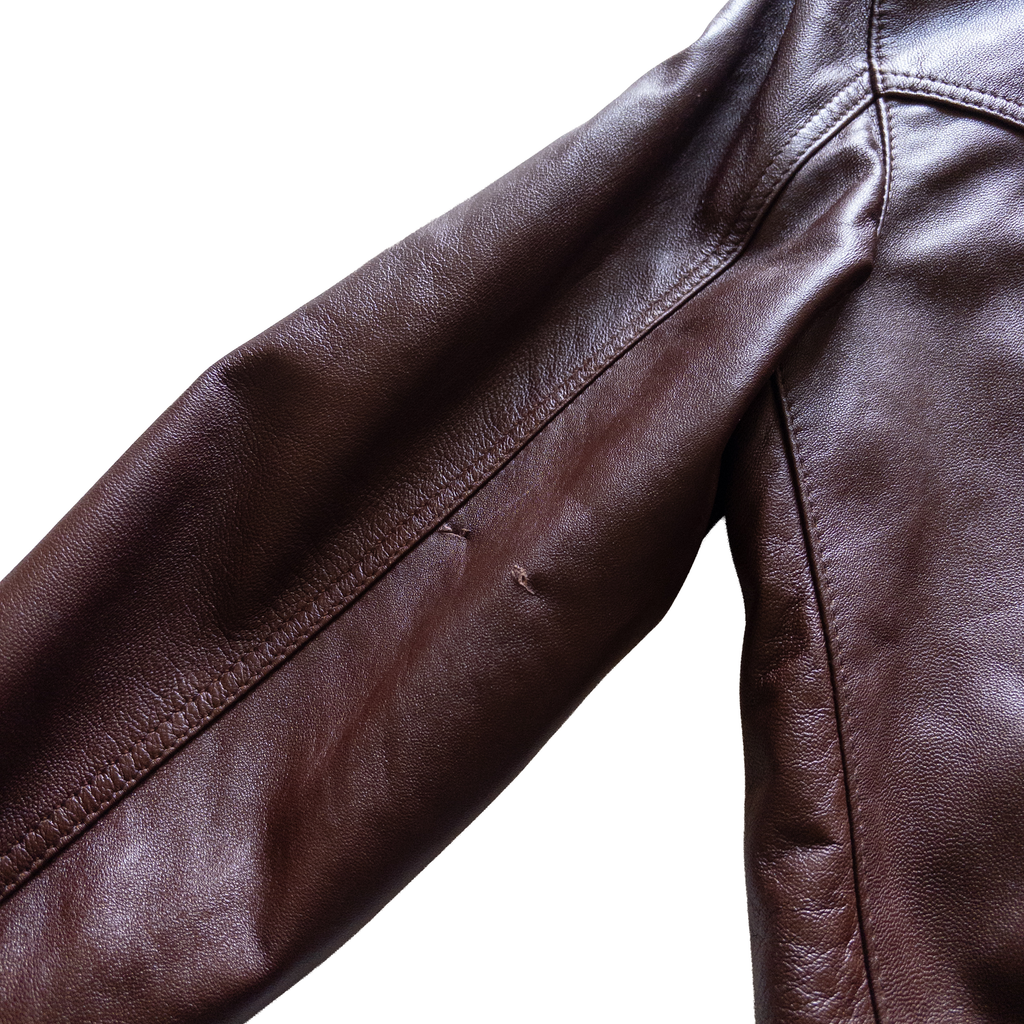 Zip Up Genuine Leather Jacket | S-M | Burgundy