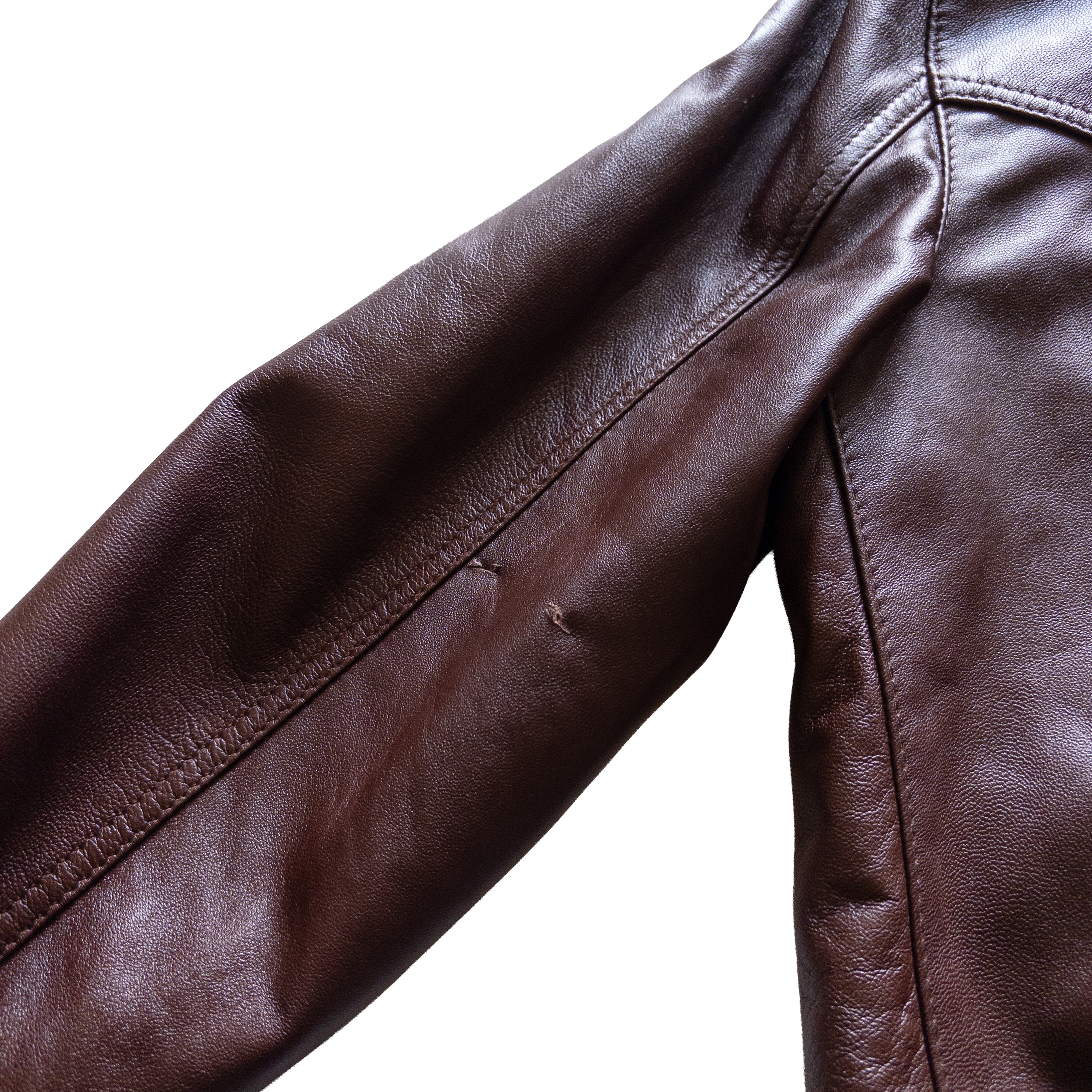 Zip Up Genuine Leather Jacket | S-M | Burgundy