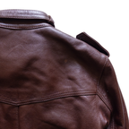 Zip Up Genuine Leather Jacket | S-M | Burgundy