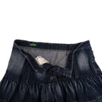Benetton Pleated Denim Skirt | M | Dark Washed