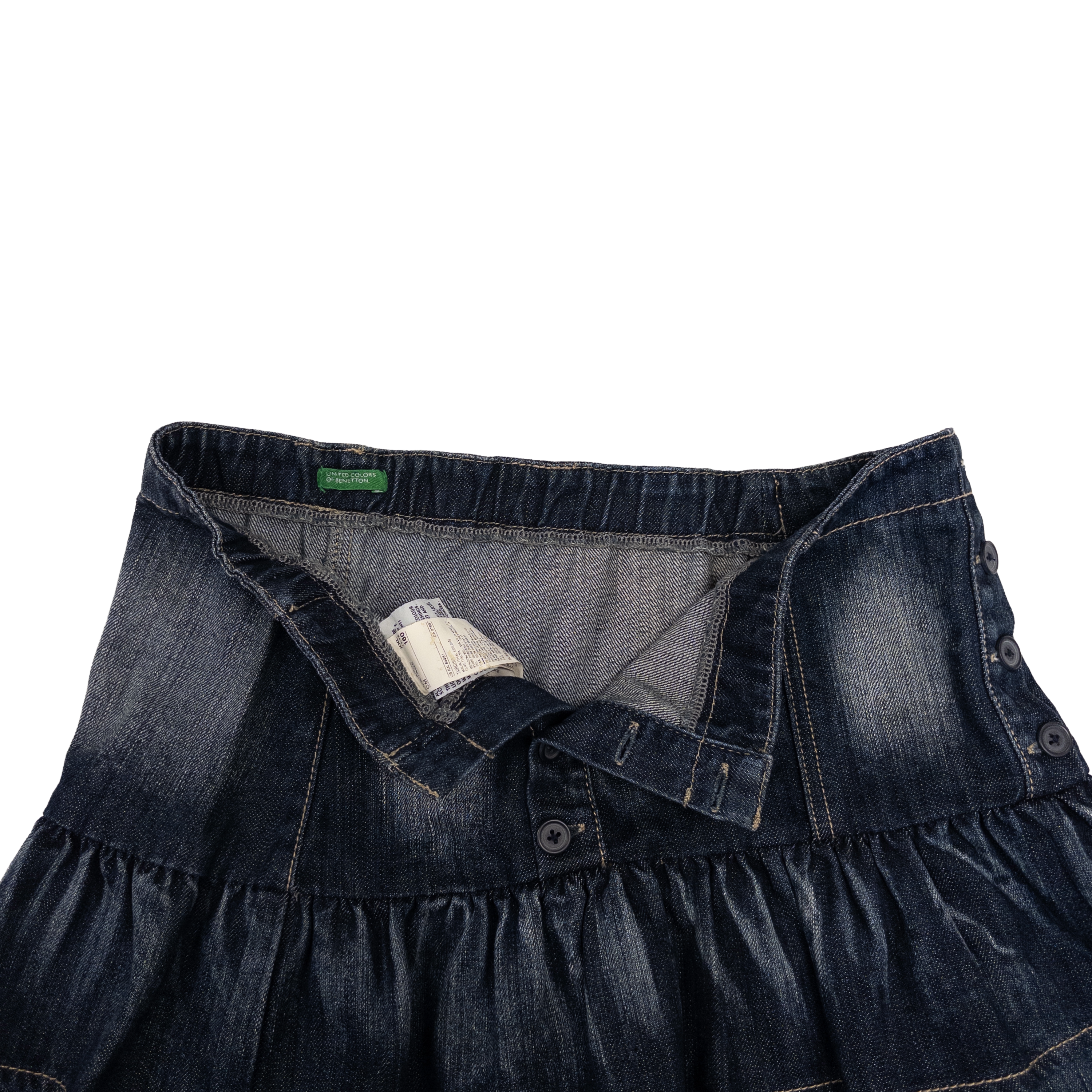 Benetton Pleated Denim Skirt | M | Dark Washed