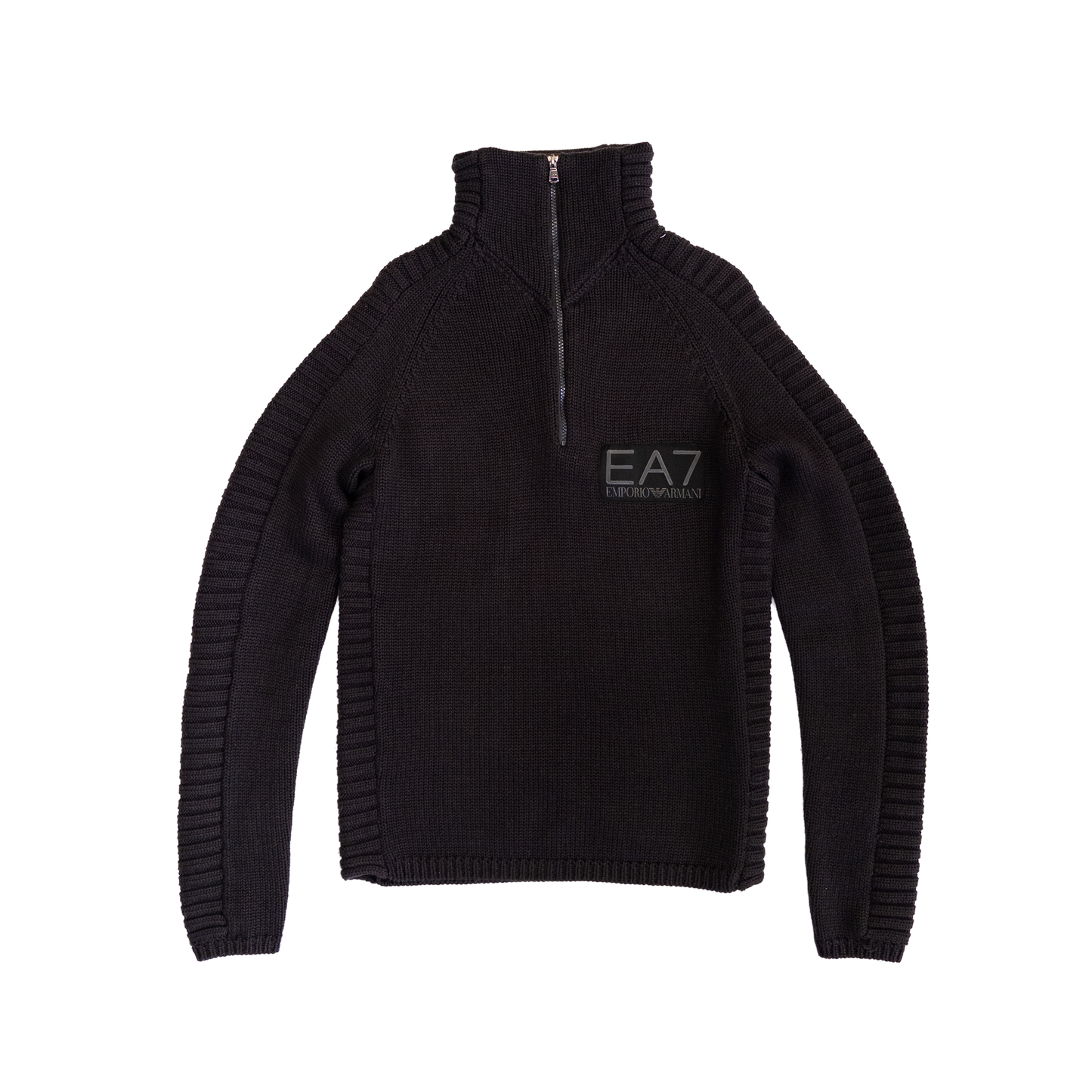 Emporio Armani High Neck Zip Knit | L | Dark Brown