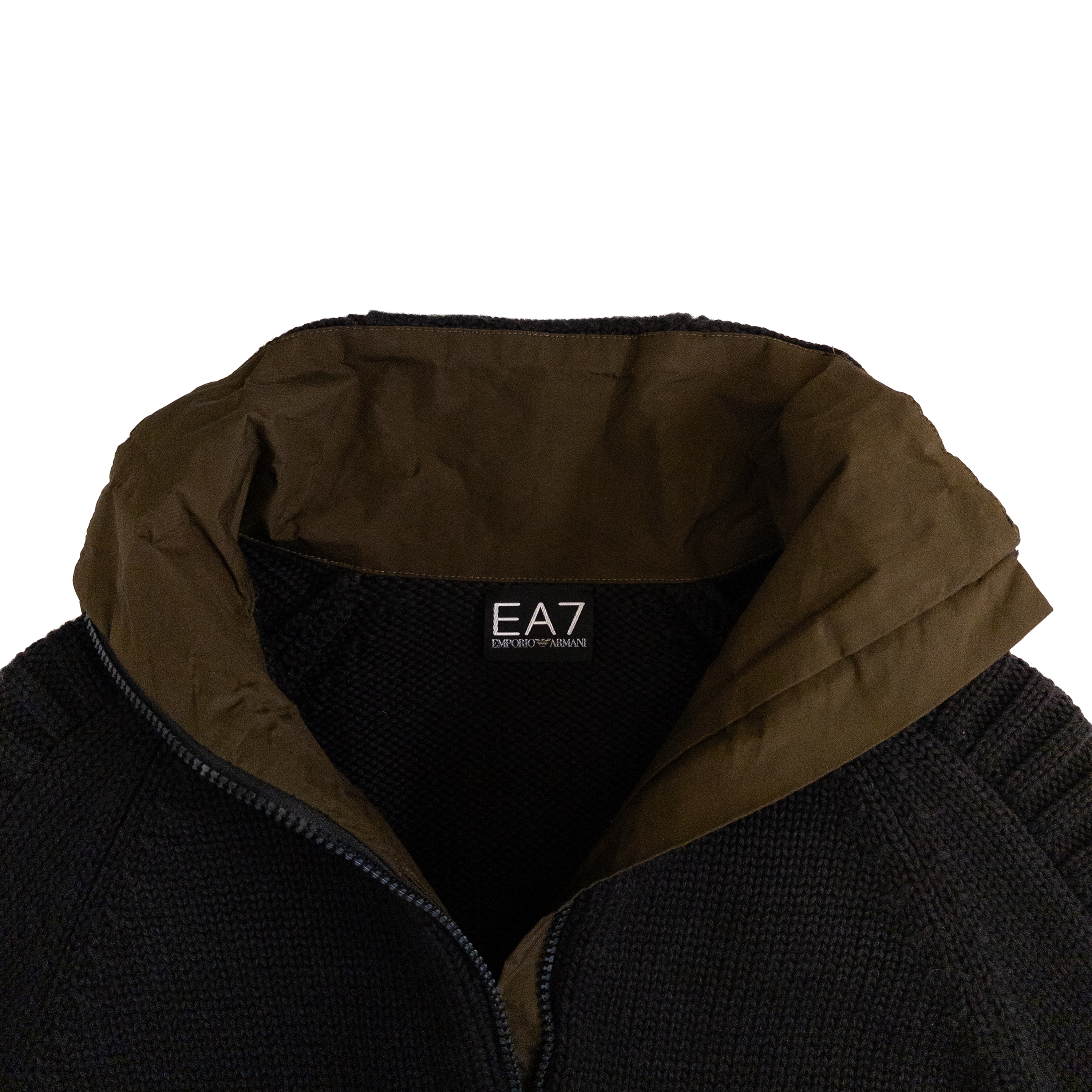 Emporio Armani High Neck Zip Knit | L | Dark Brown