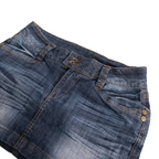 Two Button Mini Skirt | 28 | Dark Wash