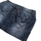 Two Button Mini Skirt | 28 | Dark Wash