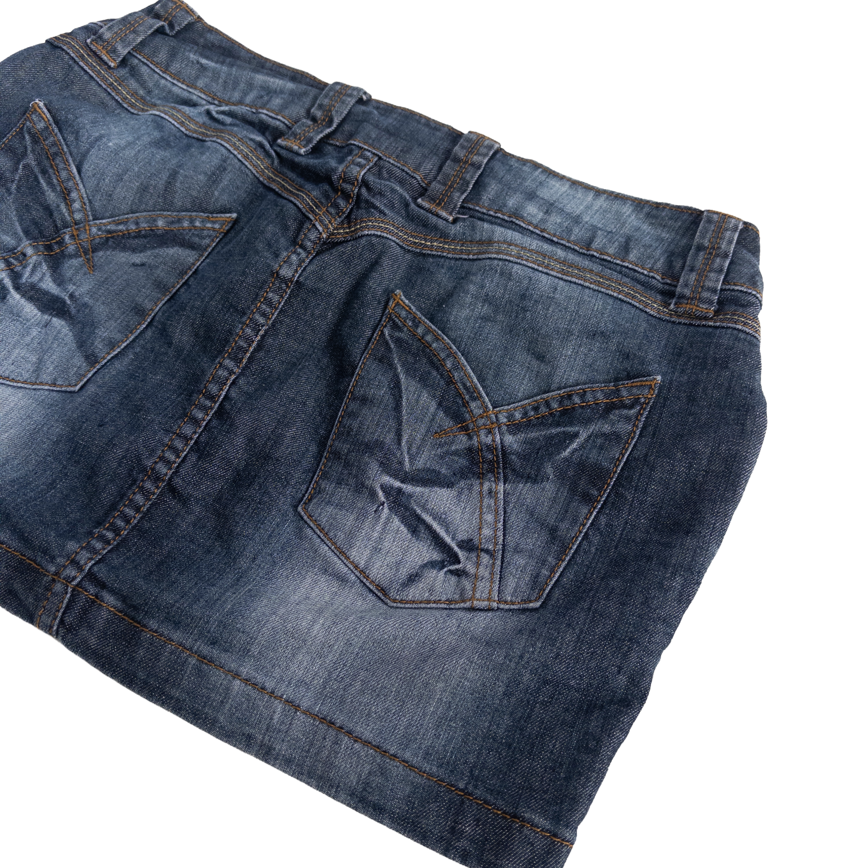 Two Button Mini Skirt | 28 | Dark Wash