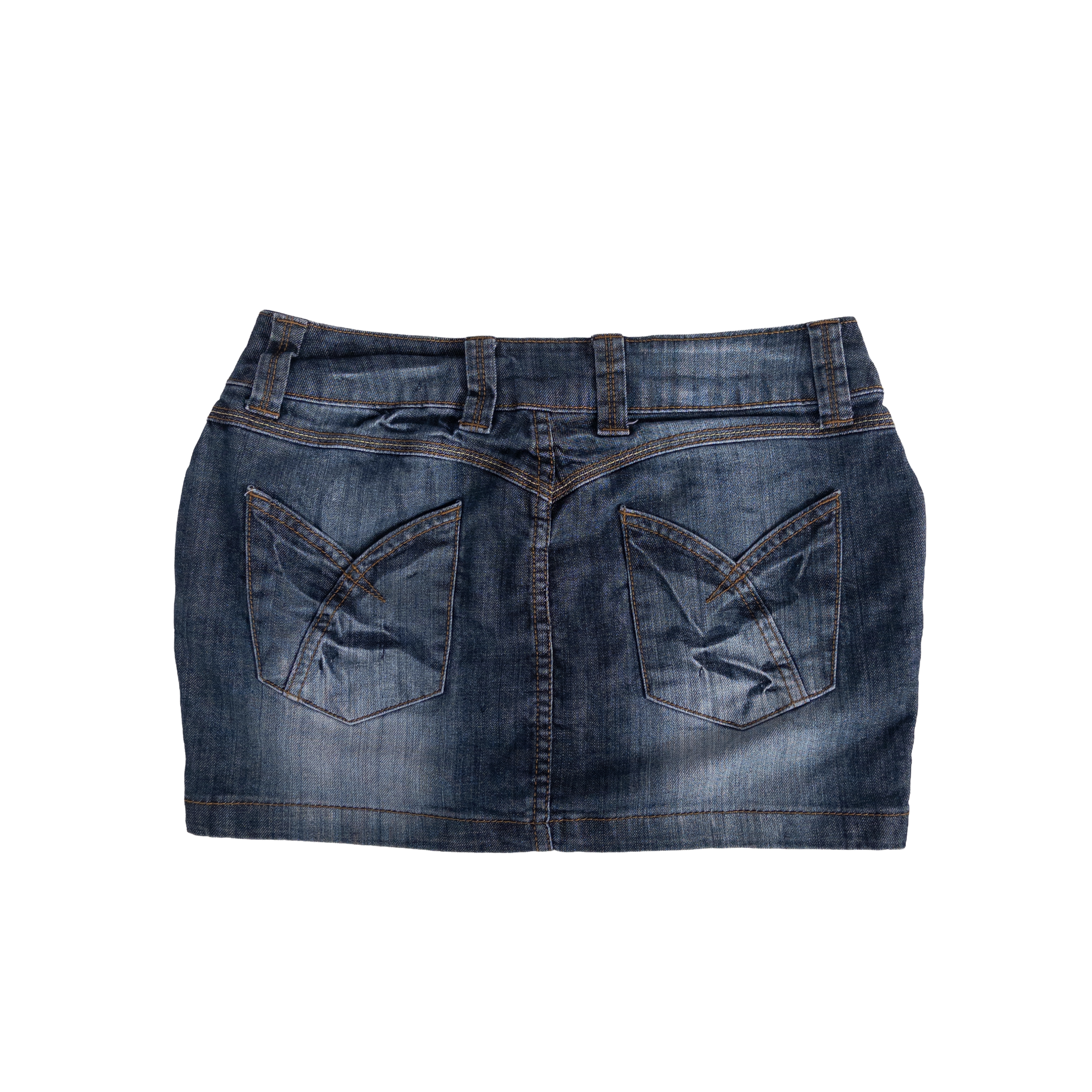 Two Button Mini Skirt | 28 | Dark Wash