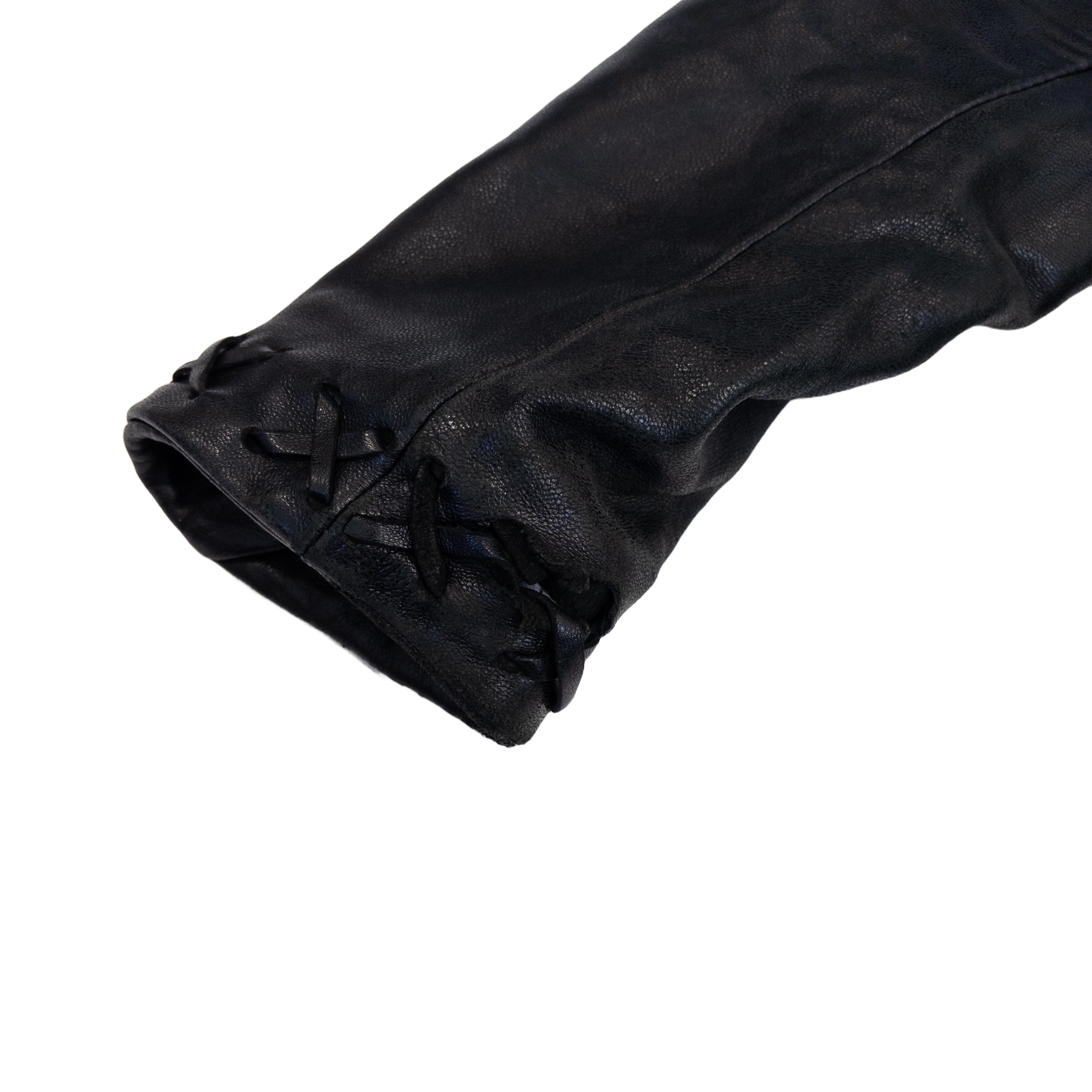 Genuine Leather Lace Lined Jacket | Black