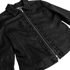 Genuine Leather Lace Lined Jacket | Black