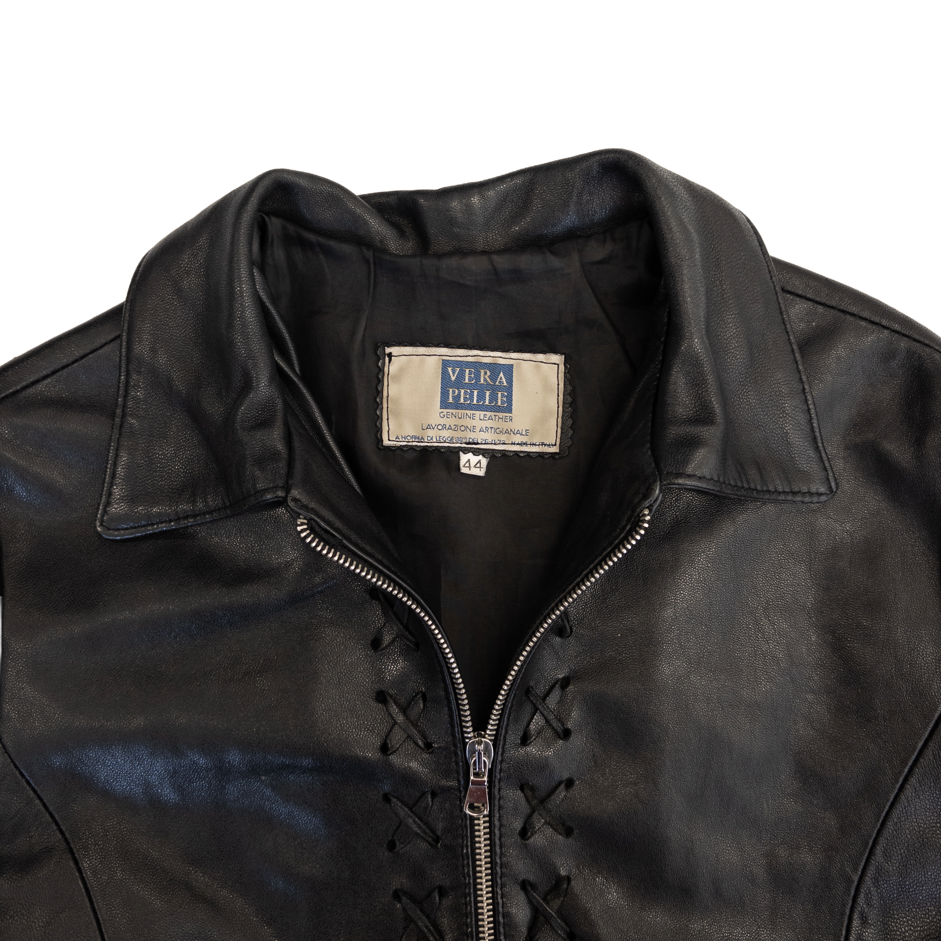 Genuine Leather Lace Lined Jacket | Black