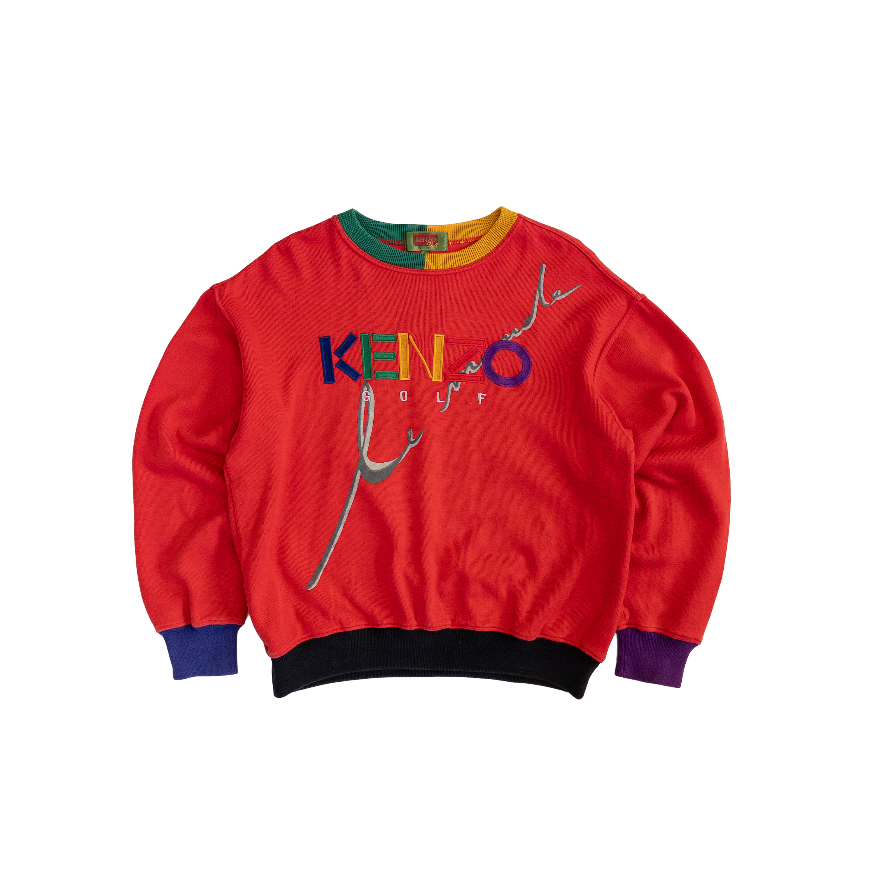 Kenzo Golf Embroidered Crew Neck Jumper | S-M | Red