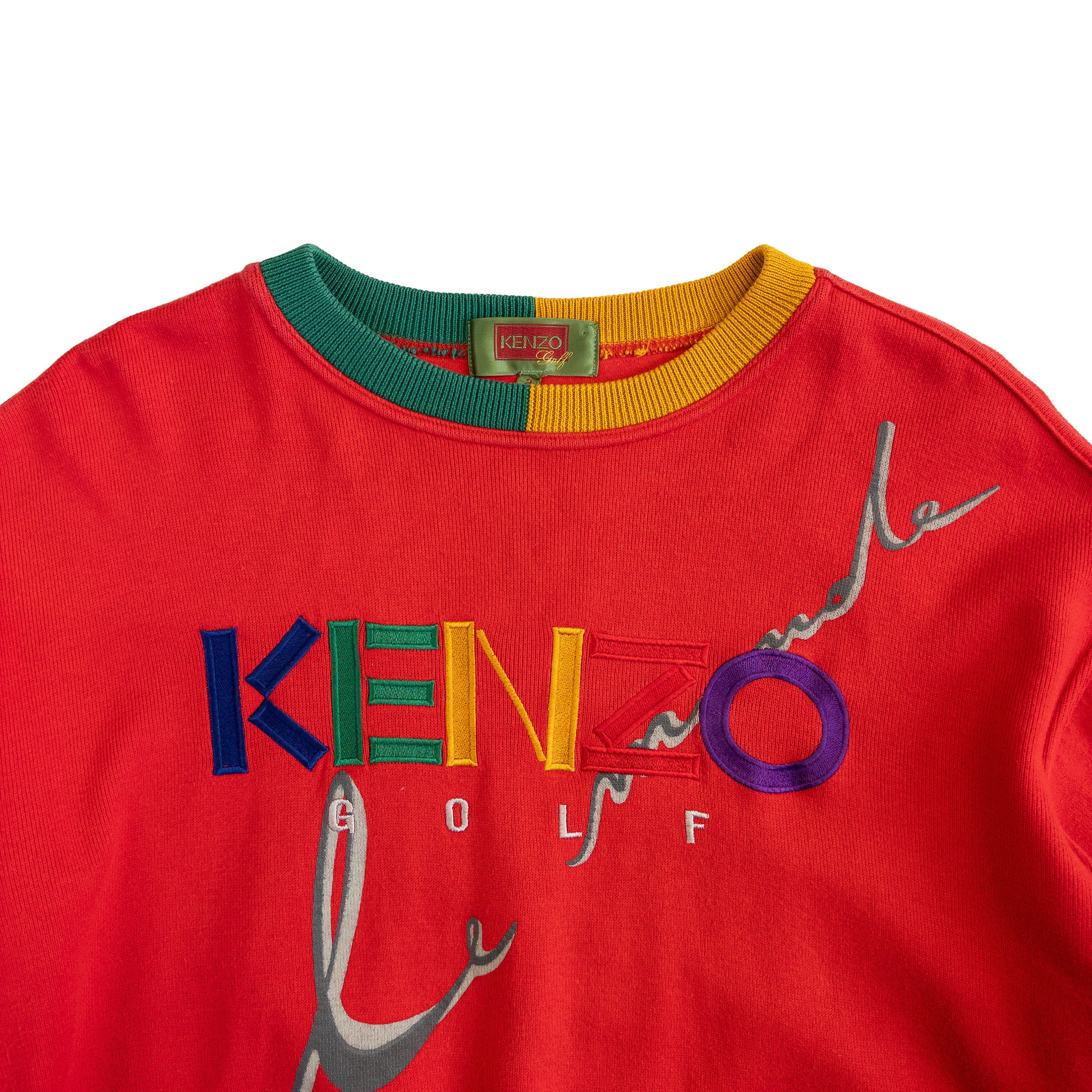 Kenzo Golf Embroidered Crew Neck Jumper | S-M | Red