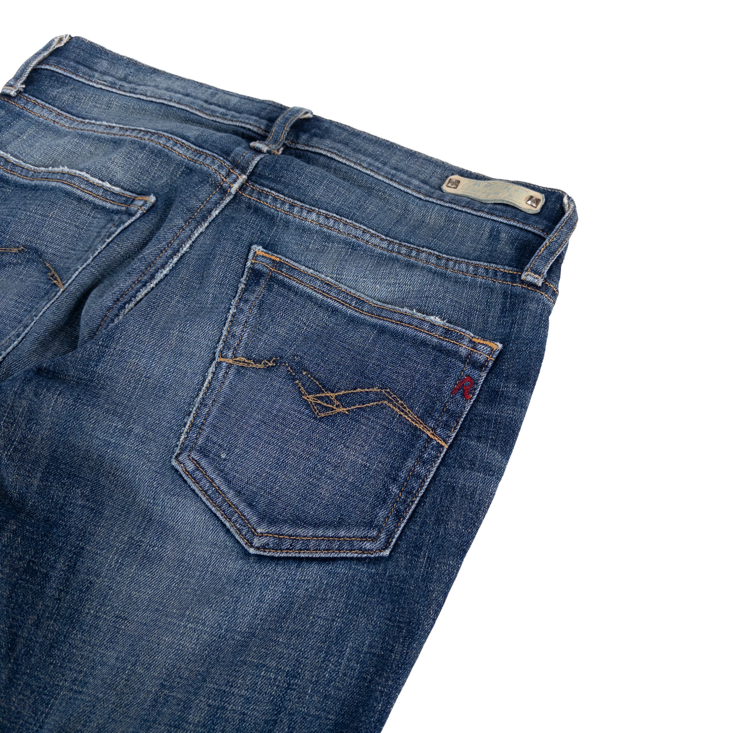 Replay Blue Jeans Low Rise Flared Jeans | 27 | Mid Washed