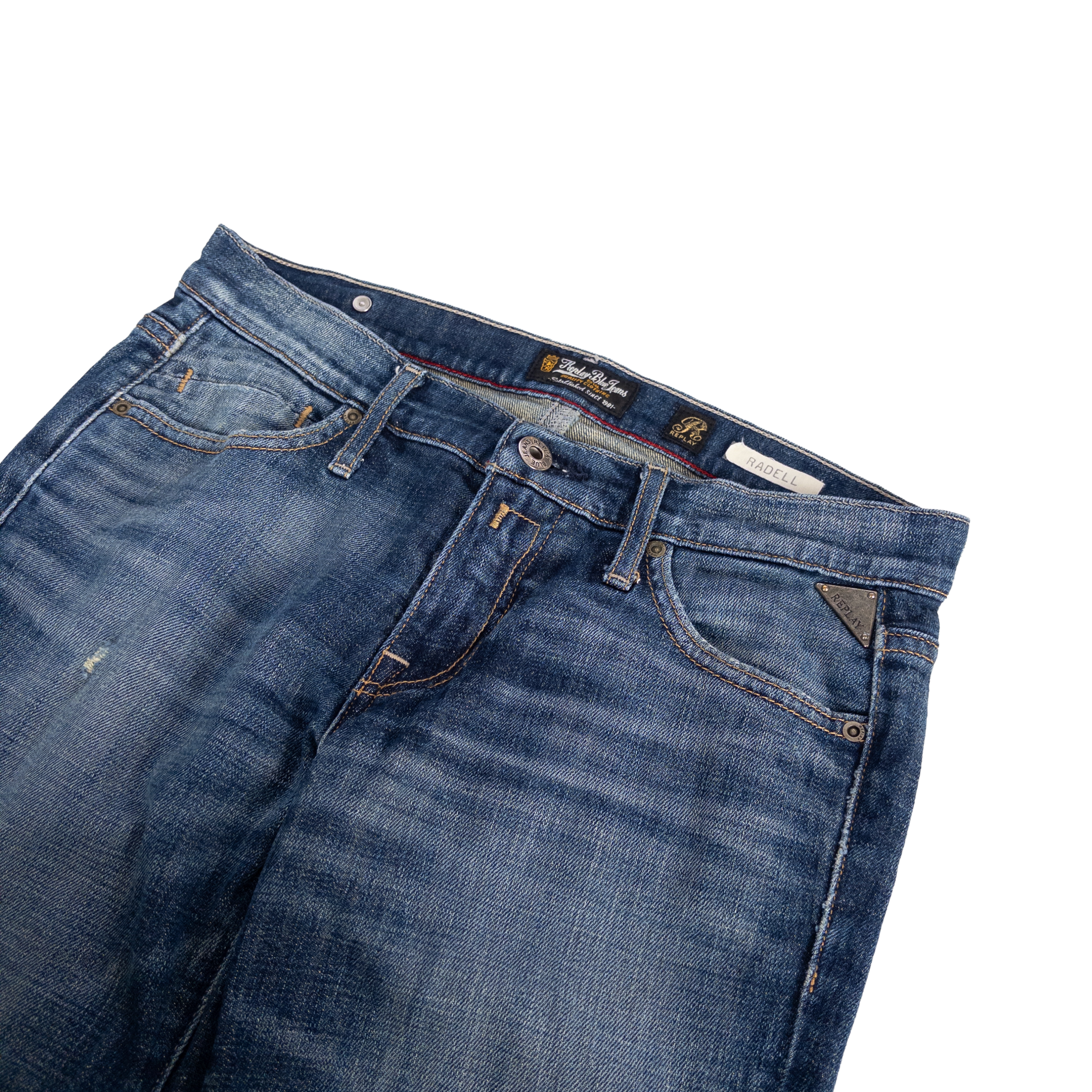 Replay Blue Jeans Low Rise Flared Jeans | 27 | Mid Washed