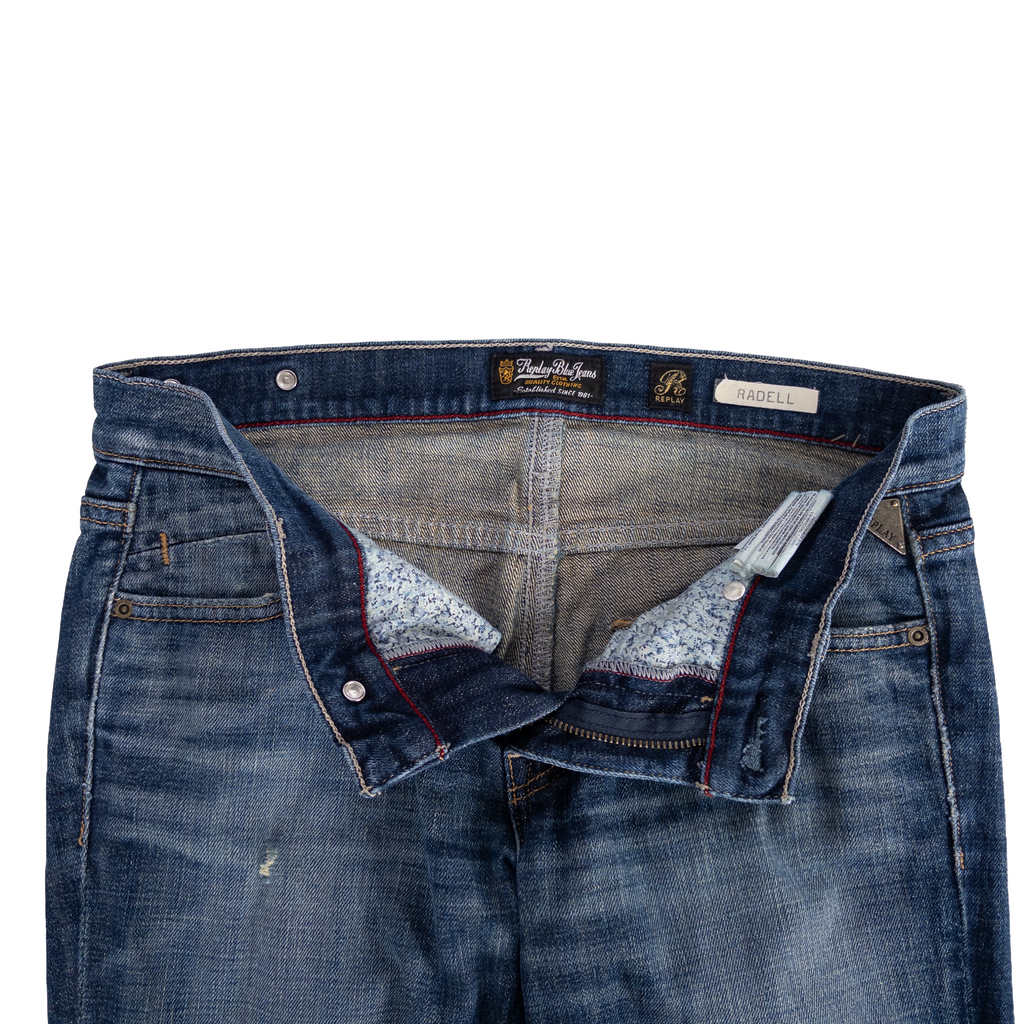 Replay Blue Jeans Low Rise Flared Jeans | 27 | Mid Washed
