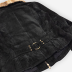 Genuine Suede Shearling Collar Jacket | Black