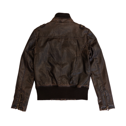 Leather Bomber Jacket | Dark Brown