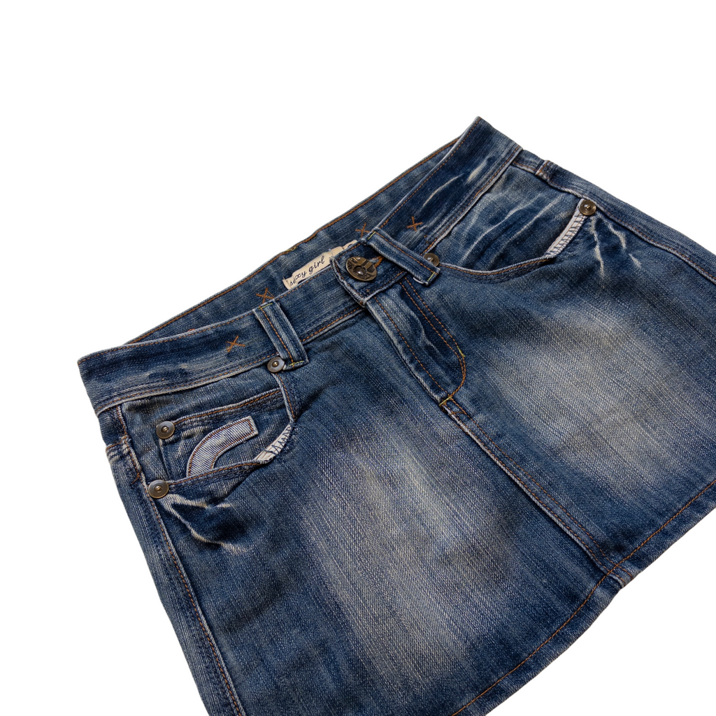Sexy Girl Jeans Mini Skirt | Mid Wash