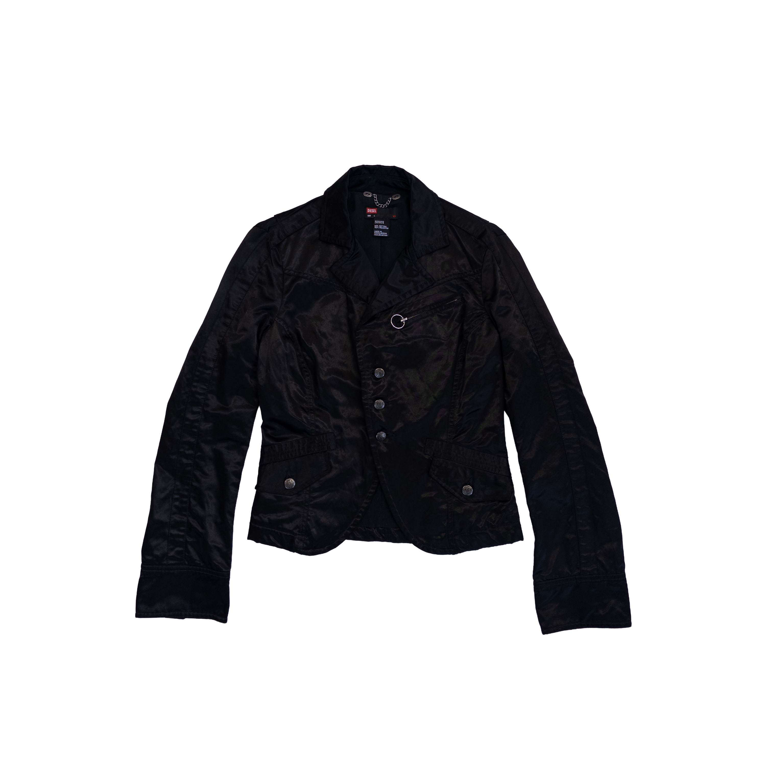 Diesel Embroidered Button Up Jacket | M-L | Black