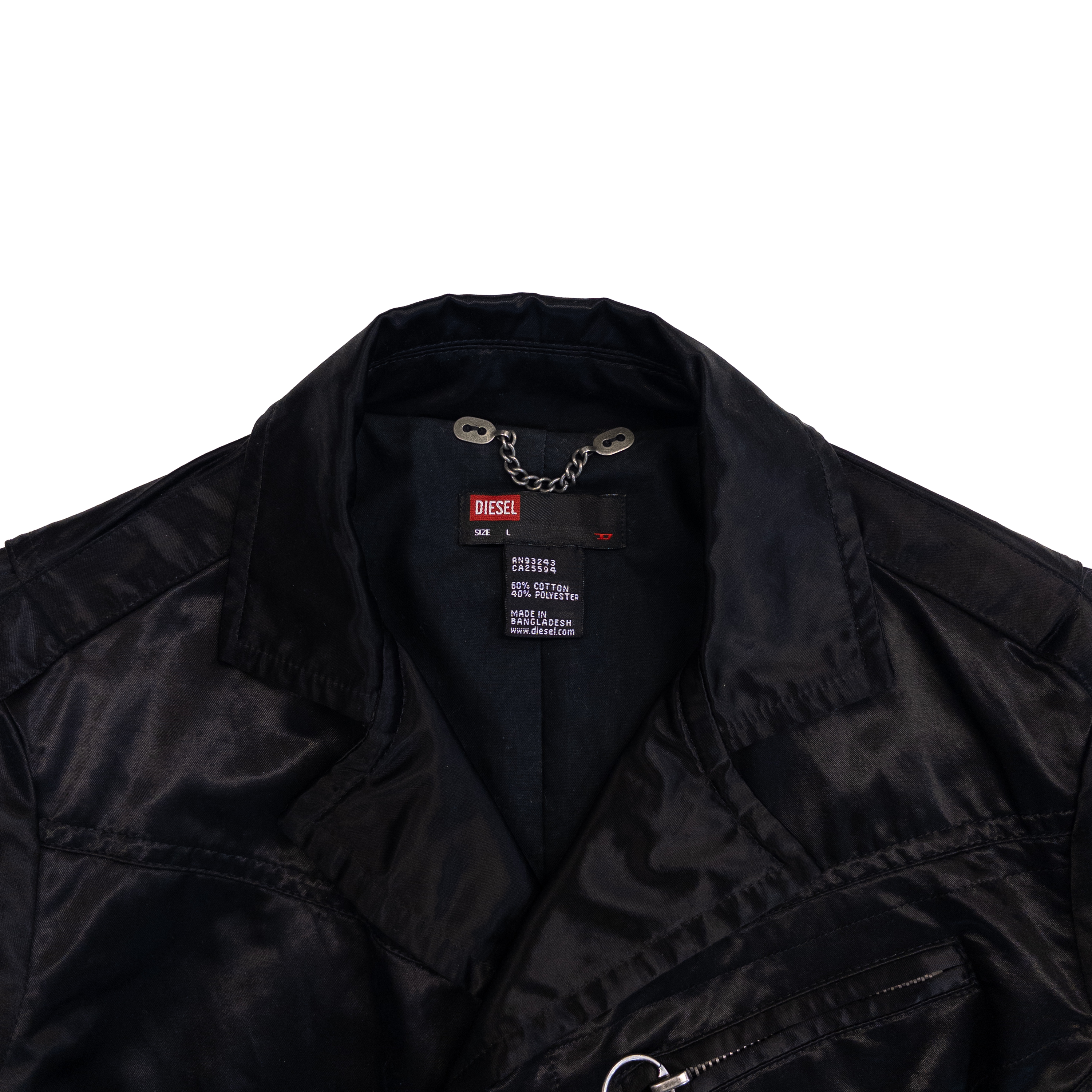 Diesel Embroidered Button Up Jacket | M-L | Black