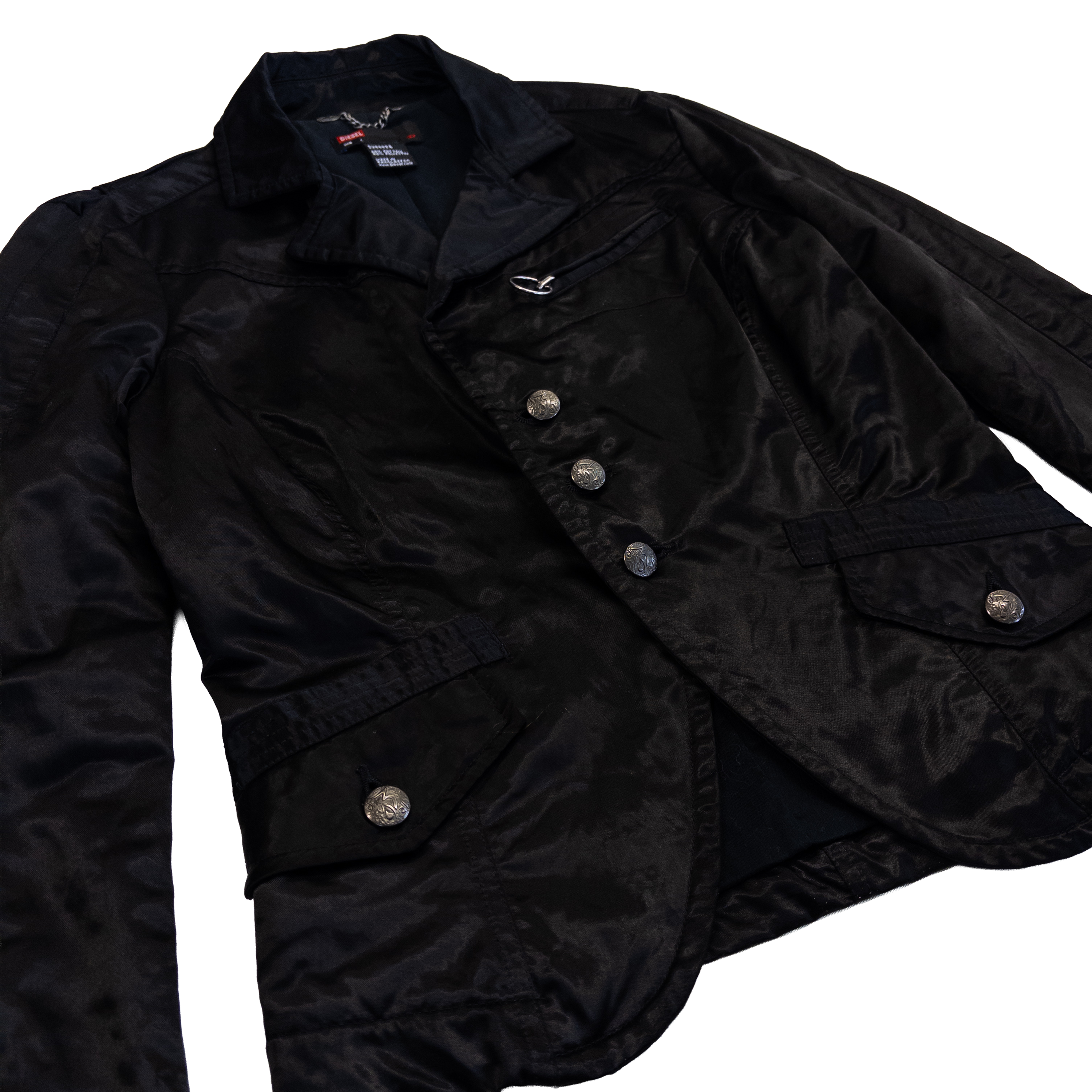 Diesel Embroidered Button Up Jacket | M-L | Black
